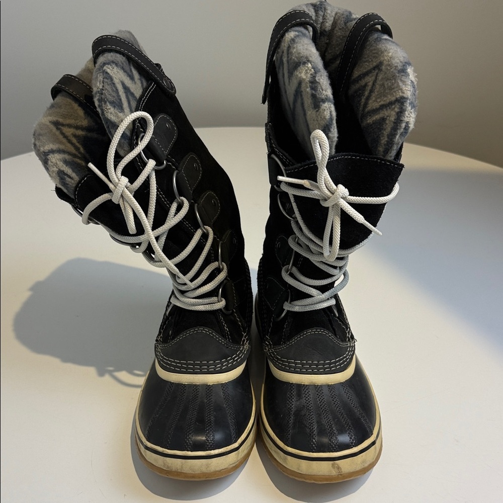 Sorel Joan Of Arctic Knit Ii Black Suede Boot Women's Size 8 Nl2142-010